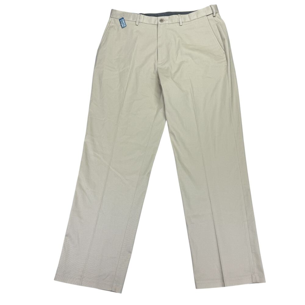 Haggar Mens Premium No Iron Classic Fit Stretch Dress Pants Sand Beige 36x32
